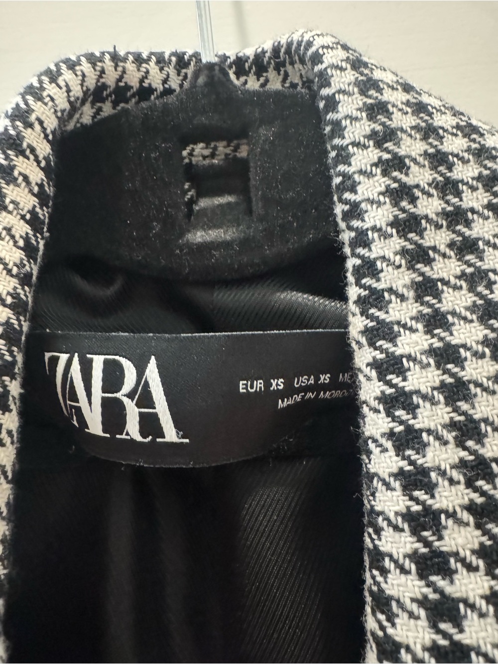 Zara Black & White Houndstooth Double-Breasted Blazer size XS - Picture 4 of 4